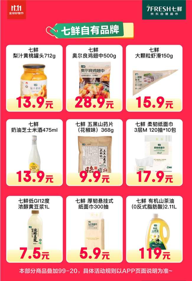 京东七鲜11.11终极放价攻略｜满99减20福利指南(图7)