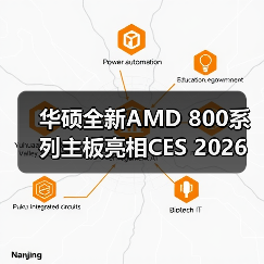 华硕全新AMD 800系列主板亮相CES 2026(图1) 华硕全新AMD 800系列主板亮相CES 2026(图1)